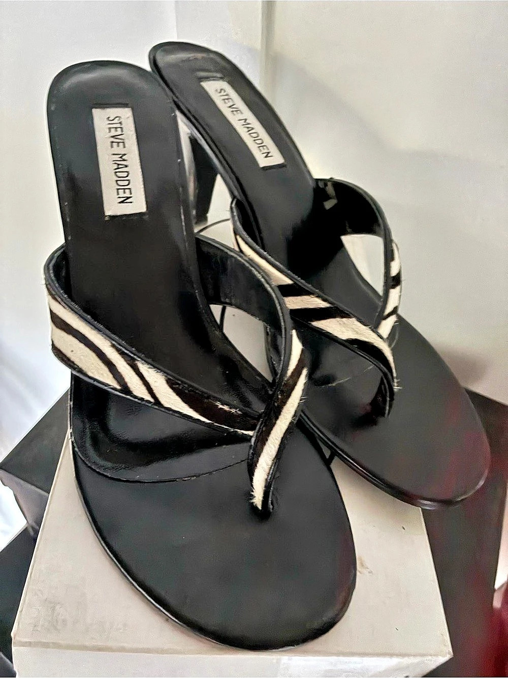 Steve Madden Blay Zebra Print Heeled Sandals US 9